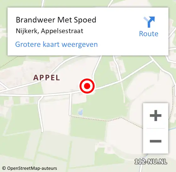 Locatie op kaart van de 112 melding: Brandweer Met Spoed Naar Nijkerk, Appelsestraat op 2 oktober 2021 16:38