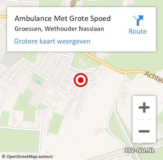 Locatie op kaart van de 112 melding: Ambulance Met Grote Spoed Naar Groessen, Wethouder Nasslaan op 2 oktober 2021 16:50