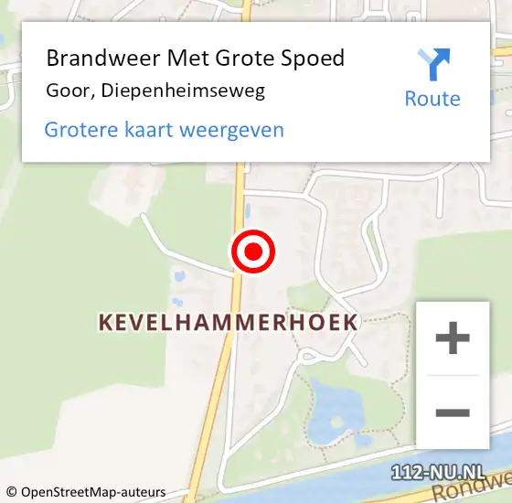 Locatie op kaart van de 112 melding: Brandweer Met Grote Spoed Naar Goor, Diepenheimseweg op 2 oktober 2021 16:51