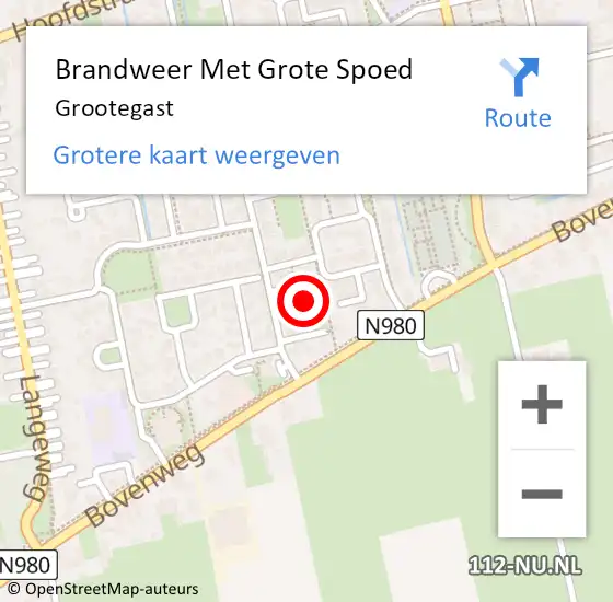 Locatie op kaart van de 112 melding: Brandweer Met Grote Spoed Naar Grootegast op 2 oktober 2021 16:52