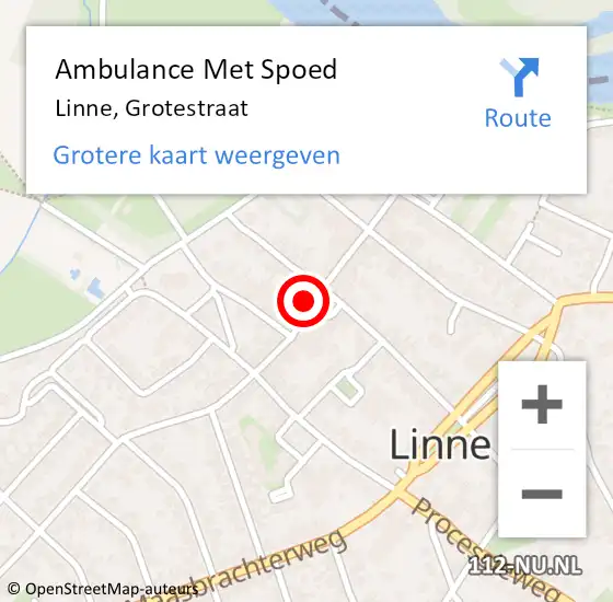 Locatie op kaart van de 112 melding: Ambulance Met Spoed Naar Linne, Grotestraat op 2 oktober 2021 16:56