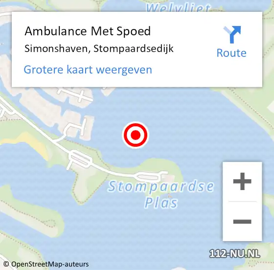 Locatie op kaart van de 112 melding: Ambulance Met Spoed Naar Simonshaven, Stompaardsedijk op 2 oktober 2021 17:12