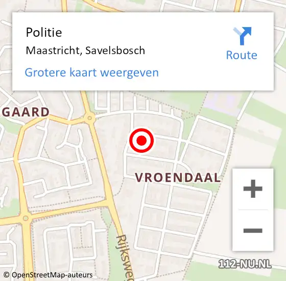 Locatie op kaart van de 112 melding: Politie Maastricht, Savelsbosch op 2 oktober 2021 17:19