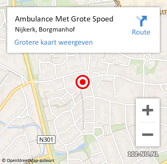 Locatie op kaart van de 112 melding: Ambulance Met Grote Spoed Naar Nijkerk, Borgmanhof op 2 oktober 2021 17:35