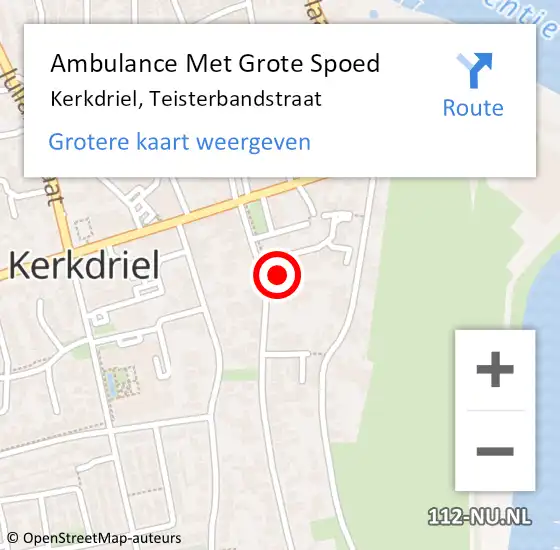 Locatie op kaart van de 112 melding: Ambulance Met Grote Spoed Naar Kerkdriel, Teisterbandstraat op 2 oktober 2021 17:36