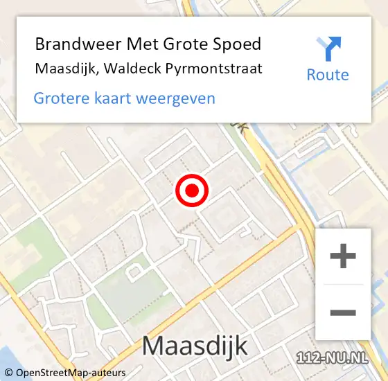 Locatie op kaart van de 112 melding: Brandweer Met Grote Spoed Naar Maasdijk, Waldeck Pyrmontstraat op 2 oktober 2021 17:41