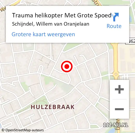Locatie op kaart van de 112 melding: Trauma helikopter Met Grote Spoed Naar Schijndel, Willem van Oranjelaan op 2 oktober 2021 17:51