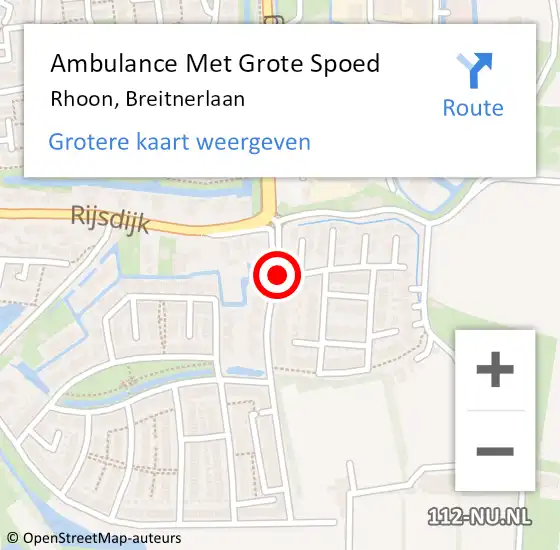 Locatie op kaart van de 112 melding: Ambulance Met Grote Spoed Naar Rhoon, Breitnerlaan op 24 juni 2014 18:47