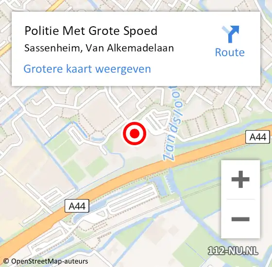 Locatie op kaart van de 112 melding: Politie Met Grote Spoed Naar Sassenheim, Van Alkemadelaan op 2 oktober 2021 18:45