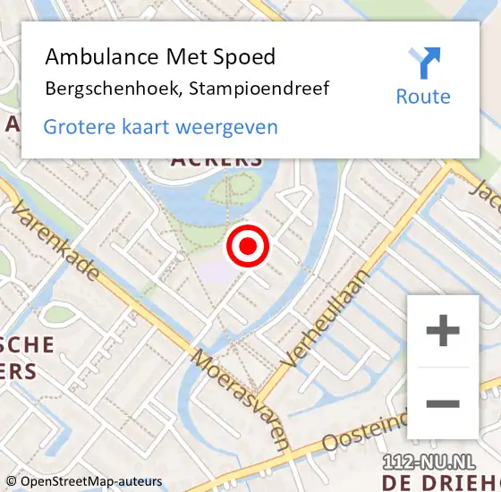 Locatie op kaart van de 112 melding: Ambulance Met Spoed Naar Bergschenhoek, Stampioendreef op 2 oktober 2021 18:48