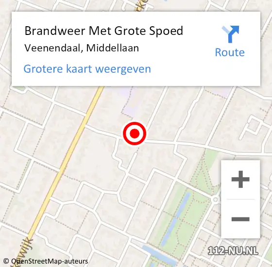 Locatie op kaart van de 112 melding: Brandweer Met Grote Spoed Naar Veenendaal, Middellaan op 2 oktober 2021 18:57