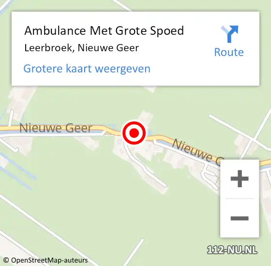 Locatie op kaart van de 112 melding: Ambulance Met Grote Spoed Naar Leerbroek, Nieuwe Geer op 2 oktober 2021 19:09