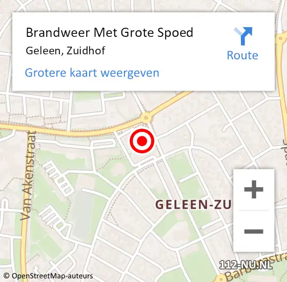 Locatie op kaart van de 112 melding: Brandweer Met Grote Spoed Naar Geleen, Zuidhof op 2 oktober 2021 19:14