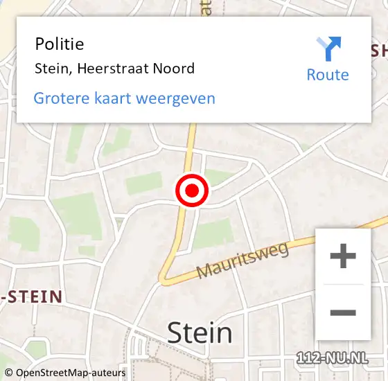 Locatie op kaart van de 112 melding: Politie Stein, Heerstraat Noord op 2 oktober 2021 19:20