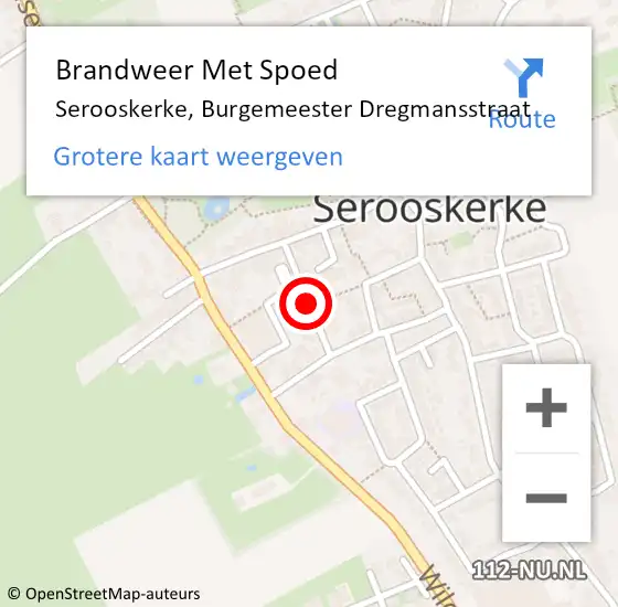 Locatie op kaart van de 112 melding: Brandweer Met Spoed Naar Serooskerke, Burgemeester Dregmansstraat op 2 oktober 2021 20:54