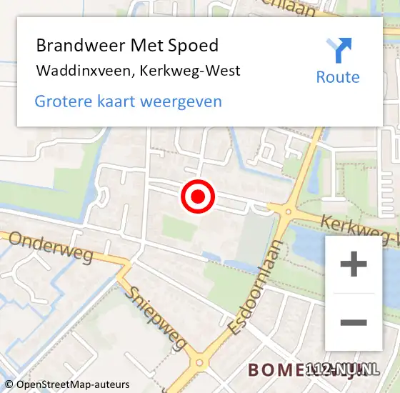 Locatie op kaart van de 112 melding: Brandweer Met Spoed Naar Waddinxveen, Kerkweg-West op 2 oktober 2021 21:01