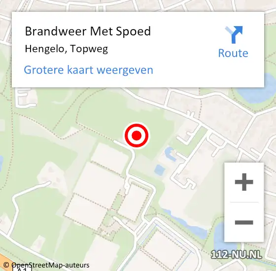 Locatie op kaart van de 112 melding: Brandweer Met Spoed Naar Hengelo, Topweg op 2 oktober 2021 21:01