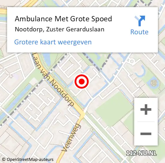 Locatie op kaart van de 112 melding: Ambulance Met Grote Spoed Naar Nootdorp, Zuster Gerarduslaan op 2 oktober 2021 21:05