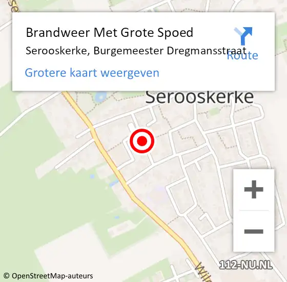 Locatie op kaart van de 112 melding: Brandweer Met Grote Spoed Naar Serooskerke, Burgemeester Dregmansstraat op 2 oktober 2021 21:05