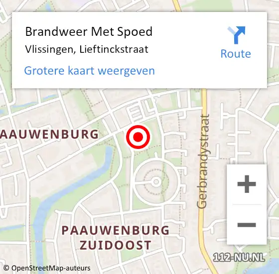 Locatie op kaart van de 112 melding: Brandweer Met Spoed Naar Vlissingen, Lieftinckstraat op 2 oktober 2021 21:24