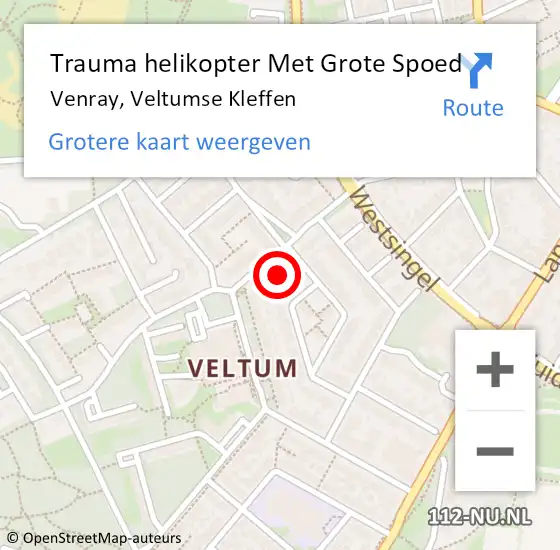Locatie op kaart van de 112 melding: Trauma helikopter Met Grote Spoed Naar Venray, Veltumse Kleffen op 2 oktober 2021 21:29