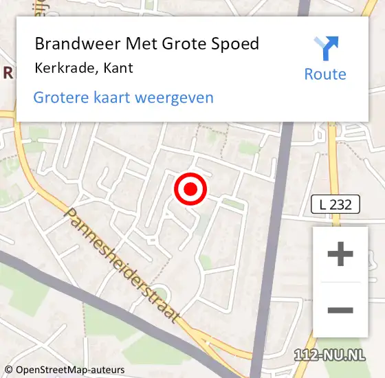 Locatie op kaart van de 112 melding: Brandweer Met Grote Spoed Naar Kerkrade, Kant op 2 oktober 2021 21:42