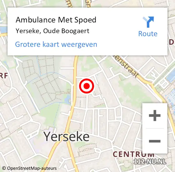 Locatie op kaart van de 112 melding: Ambulance Met Spoed Naar Yerseke, Oude Boogaert op 6 oktober 2013 06:45