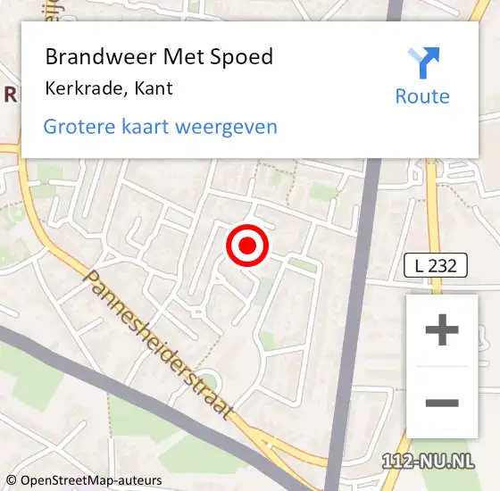 Locatie op kaart van de 112 melding: Brandweer Met Spoed Naar Kerkrade, Kant op 2 oktober 2021 22:04