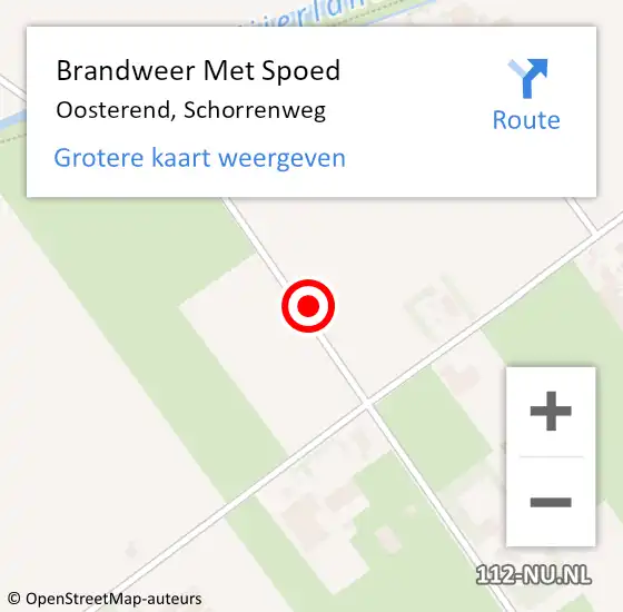 Locatie op kaart van de 112 melding: Brandweer Met Spoed Naar Oosterend, Schorrenweg op 2 oktober 2021 22:16