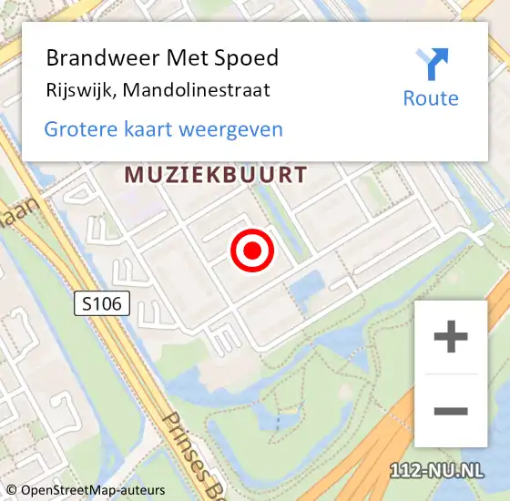 Locatie op kaart van de 112 melding: Brandweer Met Spoed Naar Rijswijk, Mandolinestraat op 2 oktober 2021 22:17