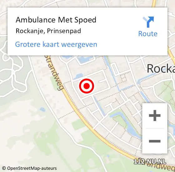 Locatie op kaart van de 112 melding: Ambulance Met Spoed Naar Rockanje, Prinsenpad op 2 oktober 2021 22:22