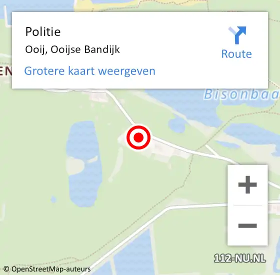 Locatie op kaart van de 112 melding: Politie Ooij, Ooijse Bandijk op 2 oktober 2021 22:23
