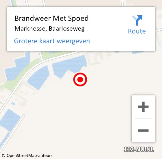 Locatie op kaart van de 112 melding: Brandweer Met Spoed Naar Marknesse, Baarloseweg op 2 oktober 2021 22:41