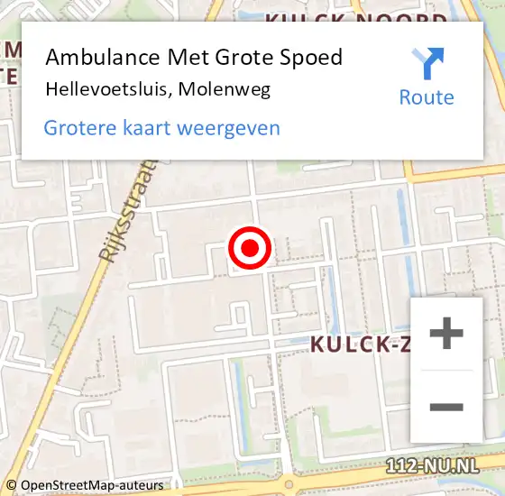 Locatie op kaart van de 112 melding: Ambulance Met Grote Spoed Naar Hellevoetsluis, Molenweg op 2 oktober 2021 22:44