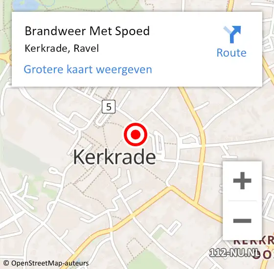 Locatie op kaart van de 112 melding: Brandweer Met Spoed Naar Kerkrade, Ravel op 2 oktober 2021 22:51