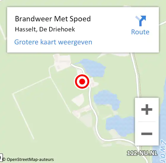 Locatie op kaart van de 112 melding: Brandweer Met Spoed Naar Hasselt, De Driehoek op 2 oktober 2021 22:58