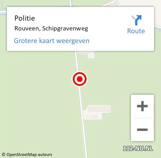 Locatie op kaart van de 112 melding: Politie Rouveen, Schipgravenweg op 2 oktober 2021 23:01