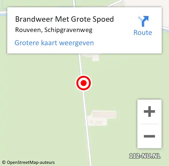 Locatie op kaart van de 112 melding: Brandweer Met Grote Spoed Naar Rouveen, Schipgravenweg op 2 oktober 2021 23:03