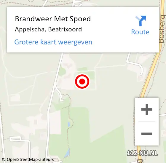 Locatie op kaart van de 112 melding: Brandweer Met Spoed Naar Appelscha, Beatrixoord op 2 oktober 2021 23:04