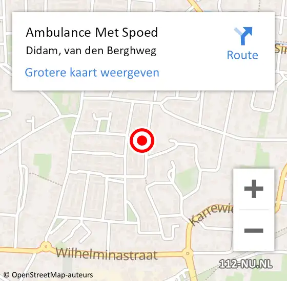 Locatie op kaart van de 112 melding: Ambulance Met Spoed Naar Didam, van den Berghweg op 2 oktober 2021 23:16