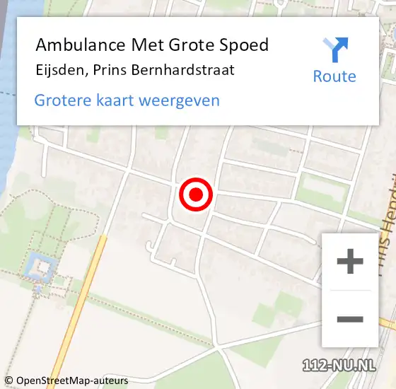 Locatie op kaart van de 112 melding: Ambulance Met Grote Spoed Naar Eijsden, Prins Bernhardstraat op 24 juni 2014 19:26