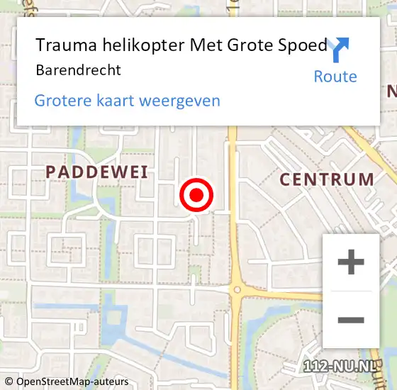 Locatie op kaart van de 112 melding: Trauma helikopter Met Grote Spoed Naar Barendrecht op 2 oktober 2021 23:42