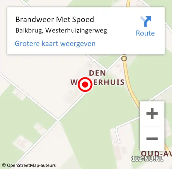 Locatie op kaart van de 112 melding: Brandweer Met Spoed Naar Balkbrug, Westerhuizingerweg op 2 oktober 2021 23:43