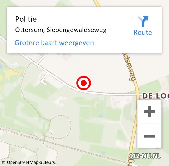 Locatie op kaart van de 112 melding: Politie Ottersum, Siebengewaldseweg op 3 oktober 2021 00:13