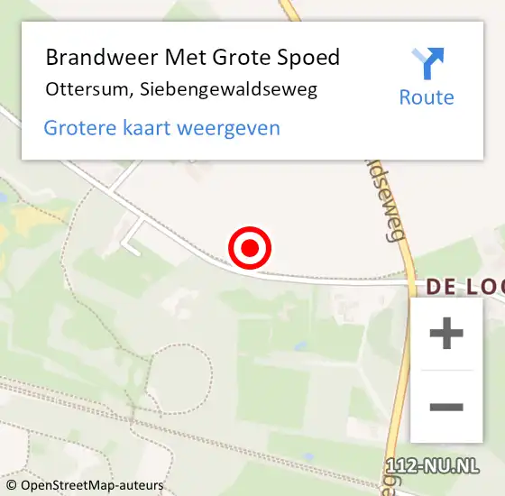 Locatie op kaart van de 112 melding: Brandweer Met Grote Spoed Naar Ottersum, Siebengewaldseweg op 3 oktober 2021 00:13