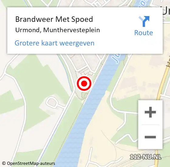 Locatie op kaart van de 112 melding: Brandweer Met Spoed Naar Urmond, Munthervesteplein op 3 oktober 2021 00:14