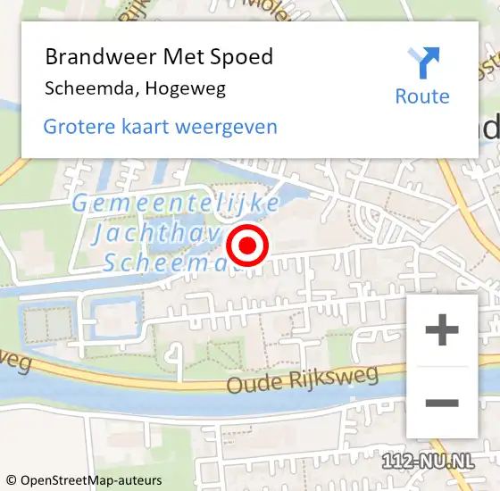 Locatie op kaart van de 112 melding: Brandweer Met Spoed Naar Scheemda, Hogeweg op 3 oktober 2021 00:14