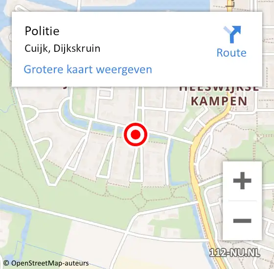 Locatie op kaart van de 112 melding: Politie Cuijk, Dijkskruin op 3 oktober 2021 00:22