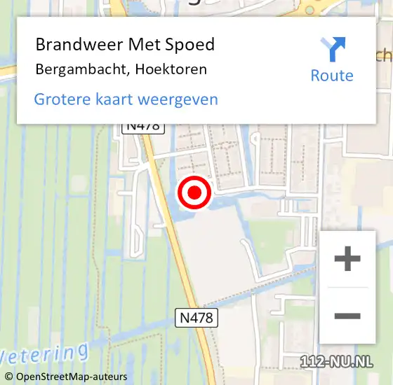 Locatie op kaart van de 112 melding: Brandweer Met Spoed Naar Bergambacht, Hoektoren op 3 oktober 2021 00:30