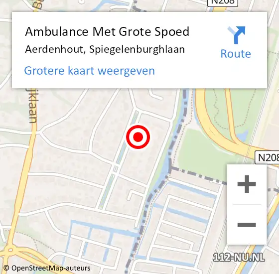 Locatie op kaart van de 112 melding: Ambulance Met Grote Spoed Naar Aerdenhout, Spiegelenburghlaan op 3 oktober 2021 00:38
